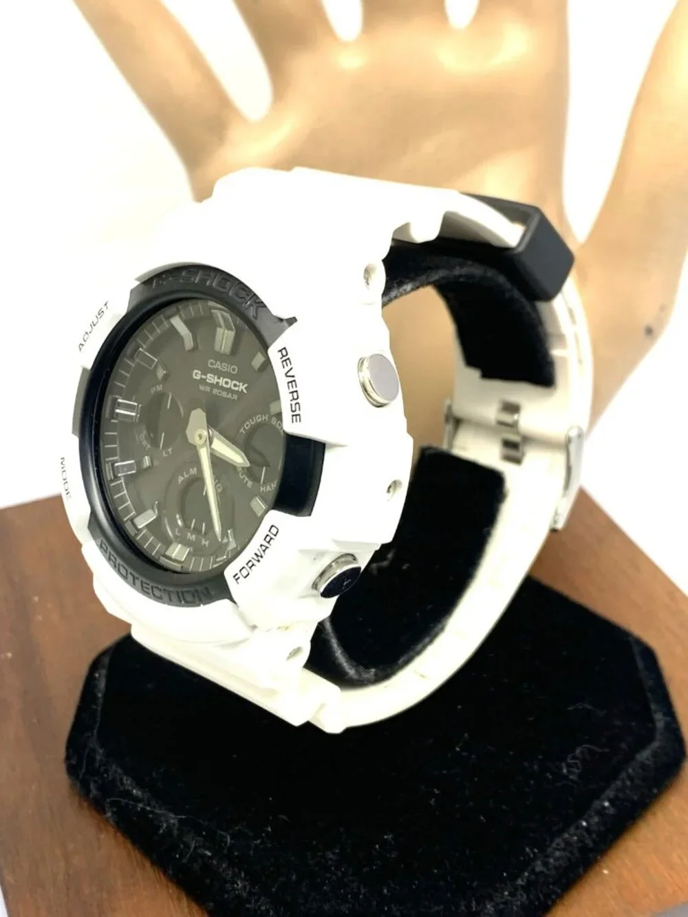 Casio Mens Watch G-Shock GAS100 White Resin Analog Digital Tough Solar 47mm 5445